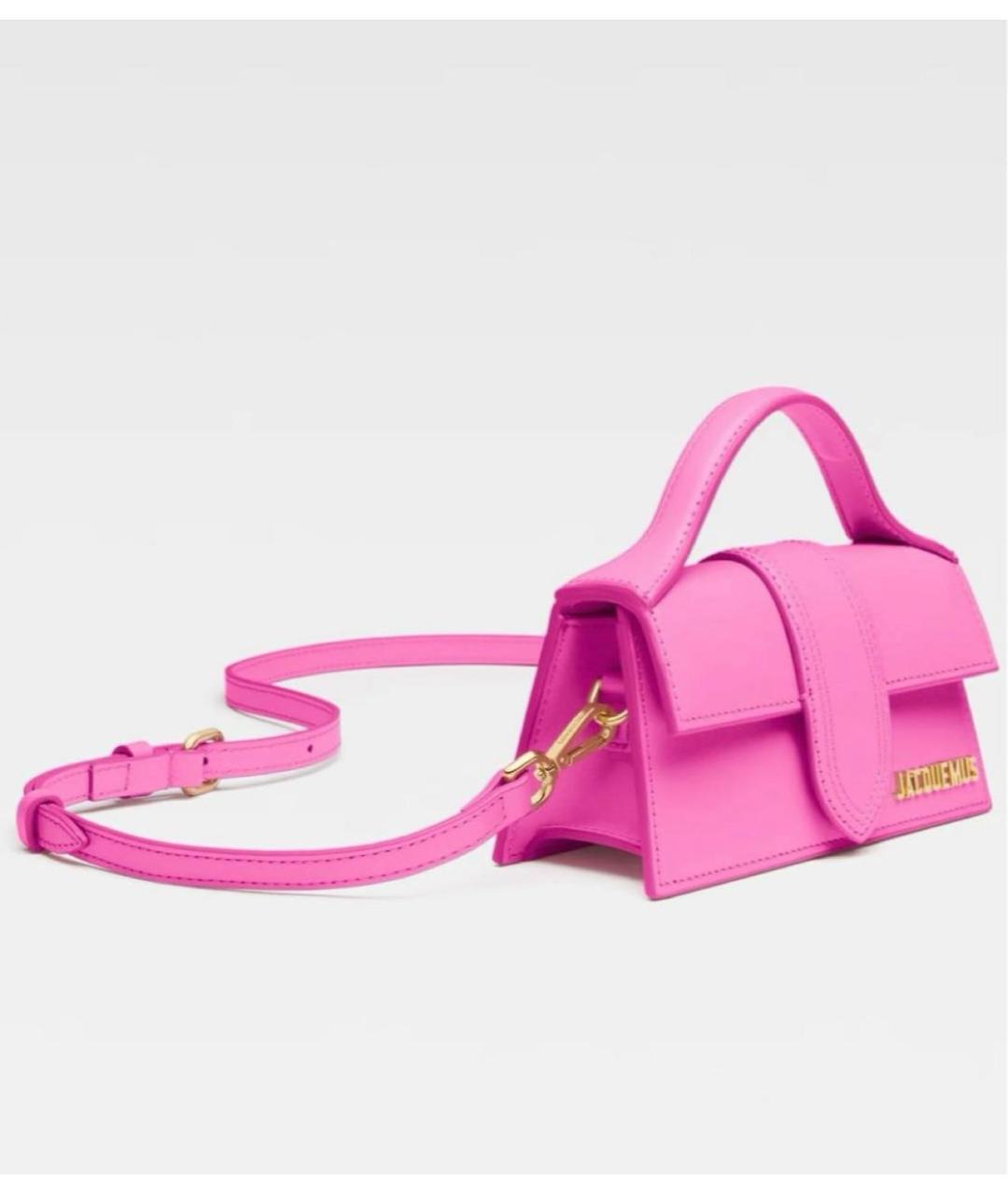 JACQUEMUS Розовая кожаная сумка с короткими ручками, фото 3