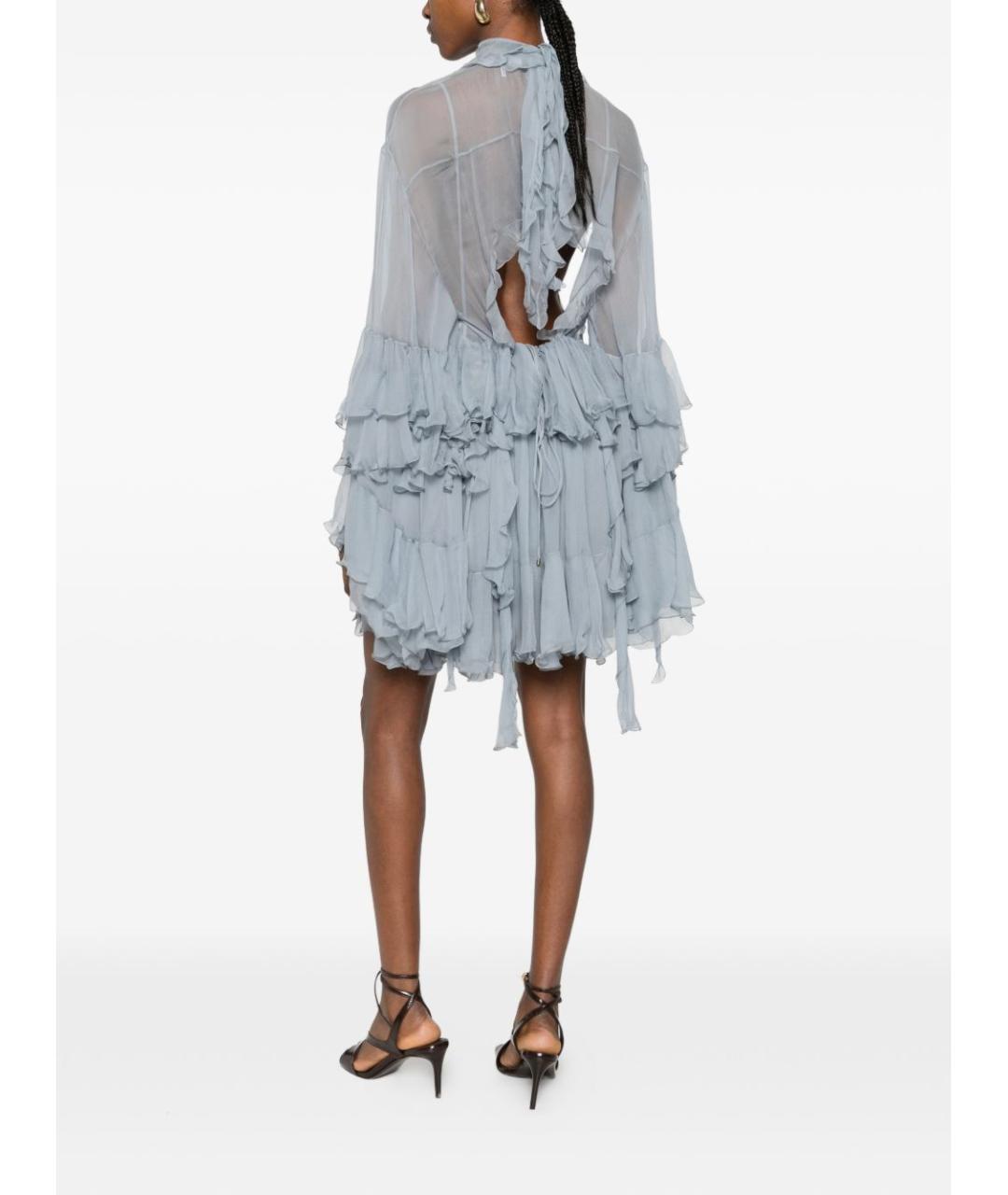 CHLOE Голубое шелковое платье, фото 4