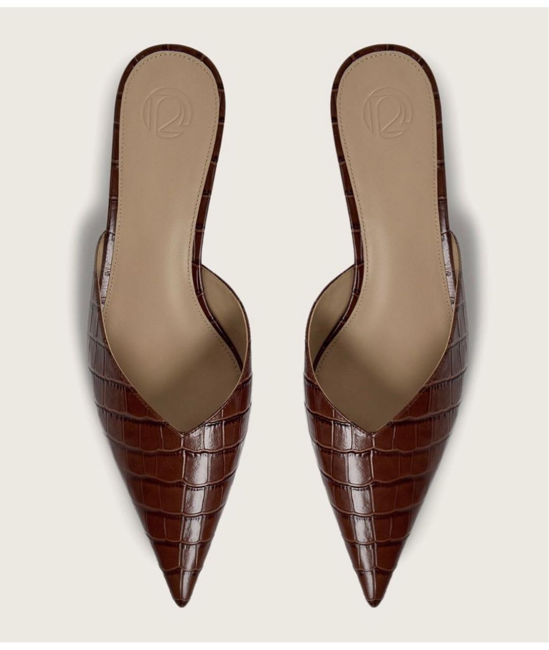 12 STOREEZ Коричневые кожаные мюли, фото 4