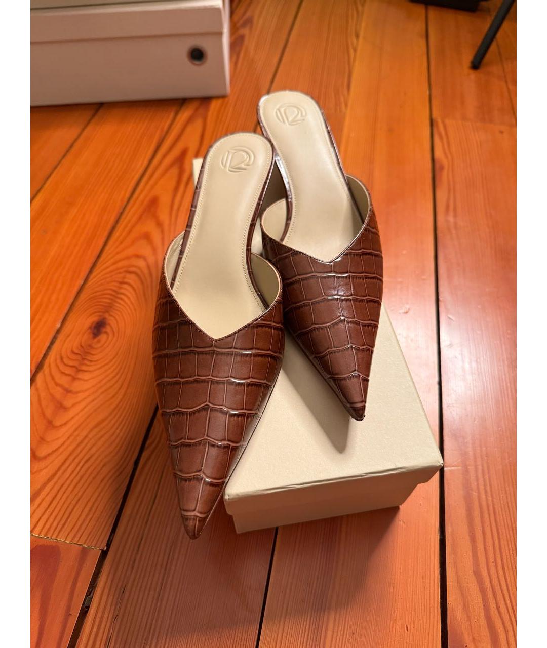 12 STOREEZ Коричневые кожаные мюли, фото 3