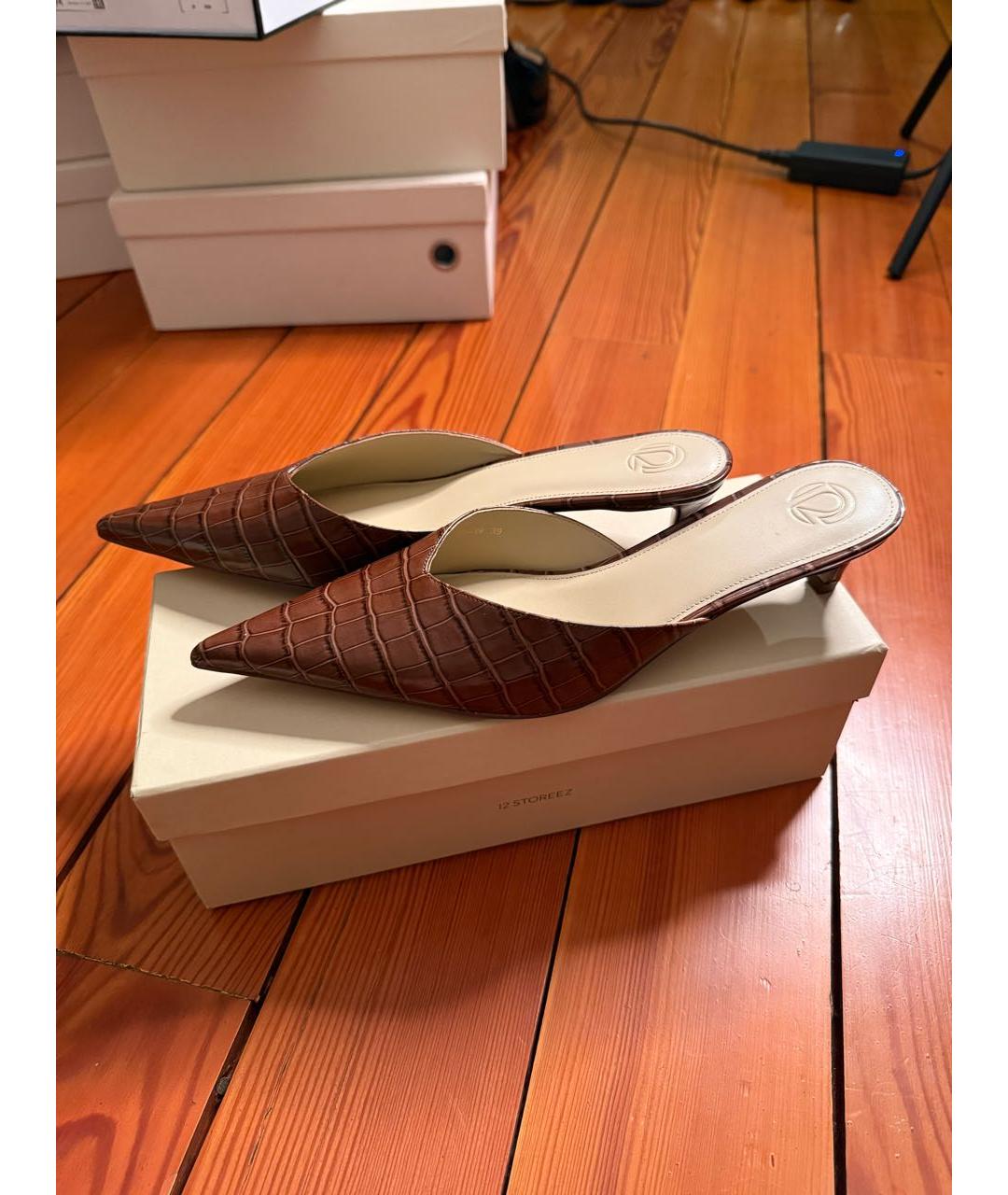 12 STOREEZ Коричневые кожаные мюли, фото 8