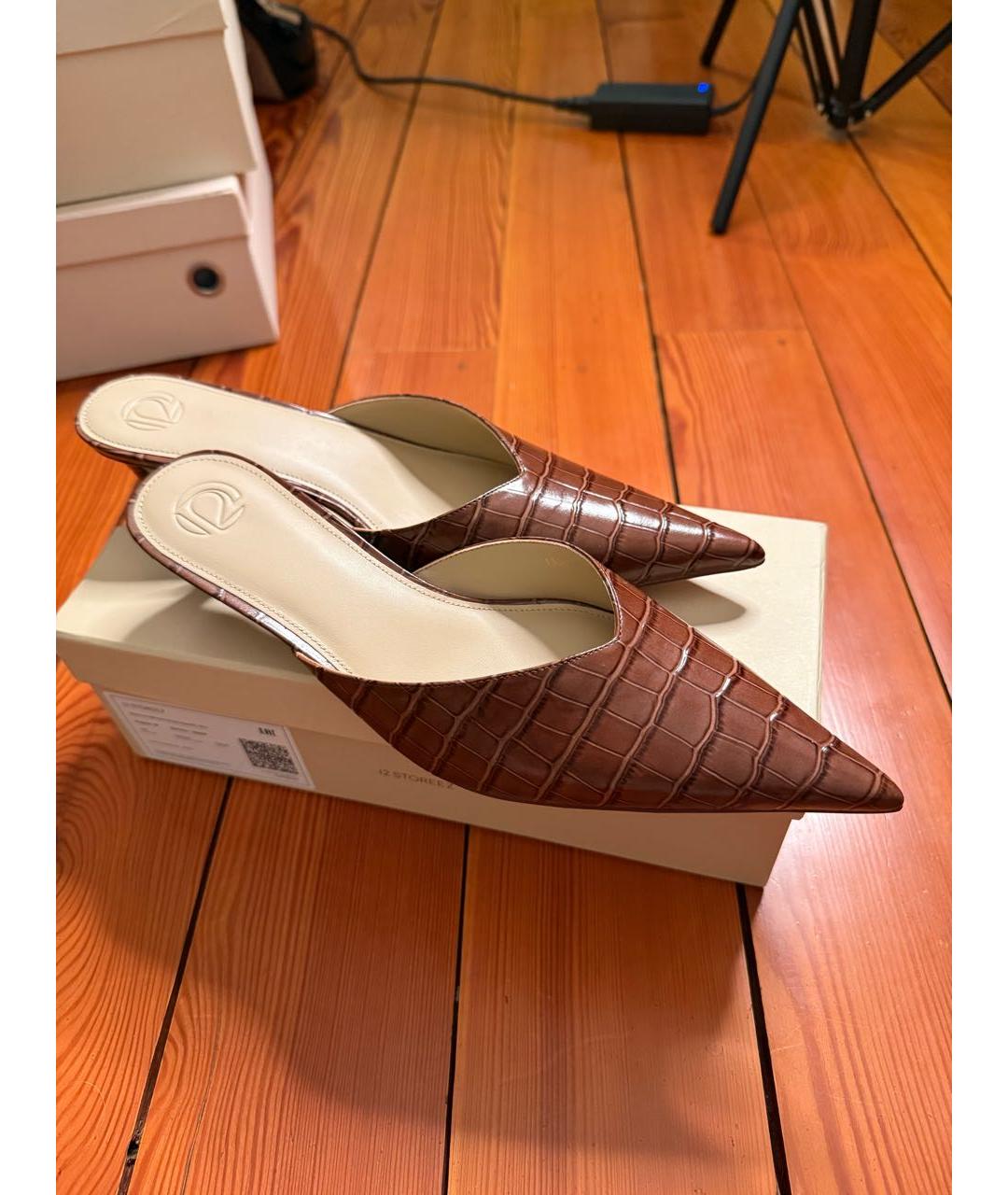 12 STOREEZ Коричневые кожаные мюли, фото 2