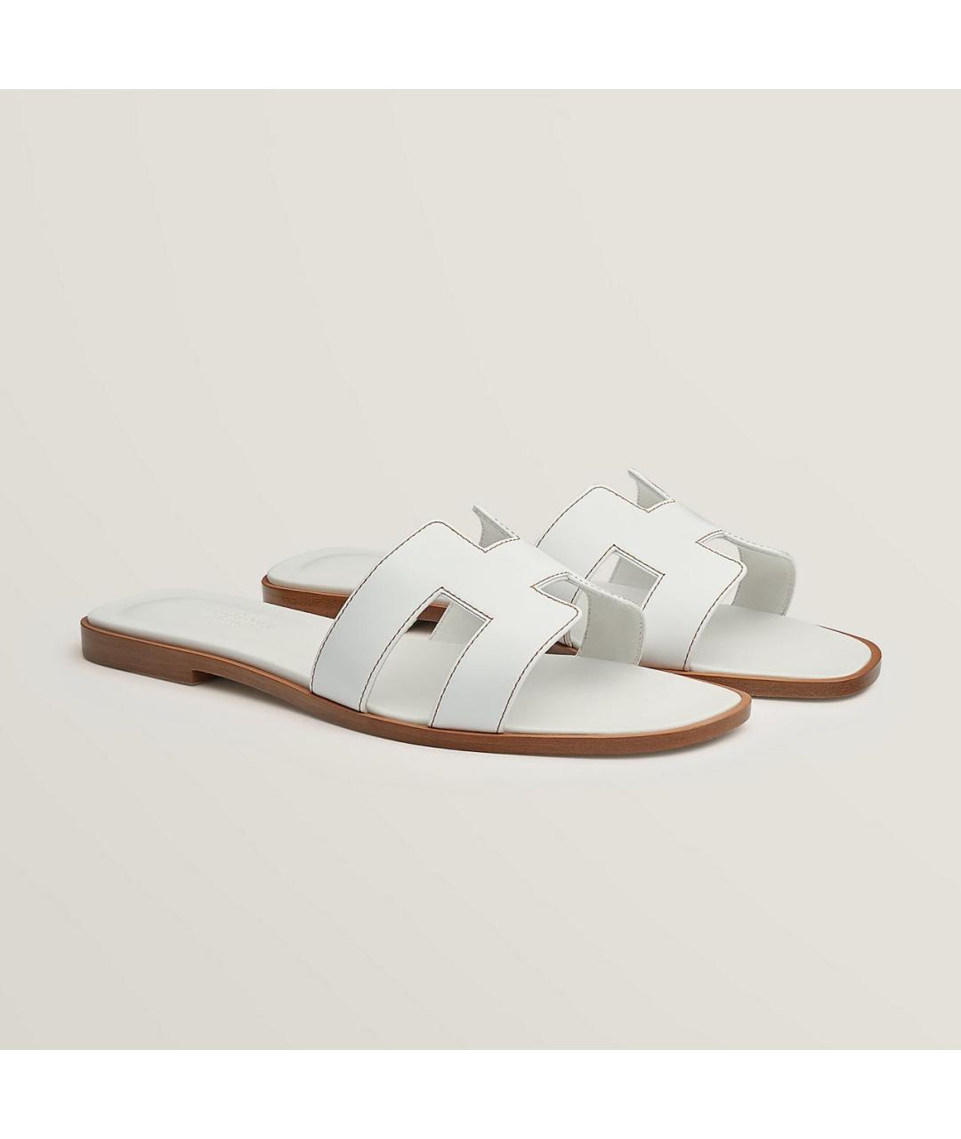 HERMES Белые кожаные сандалии, фото 7