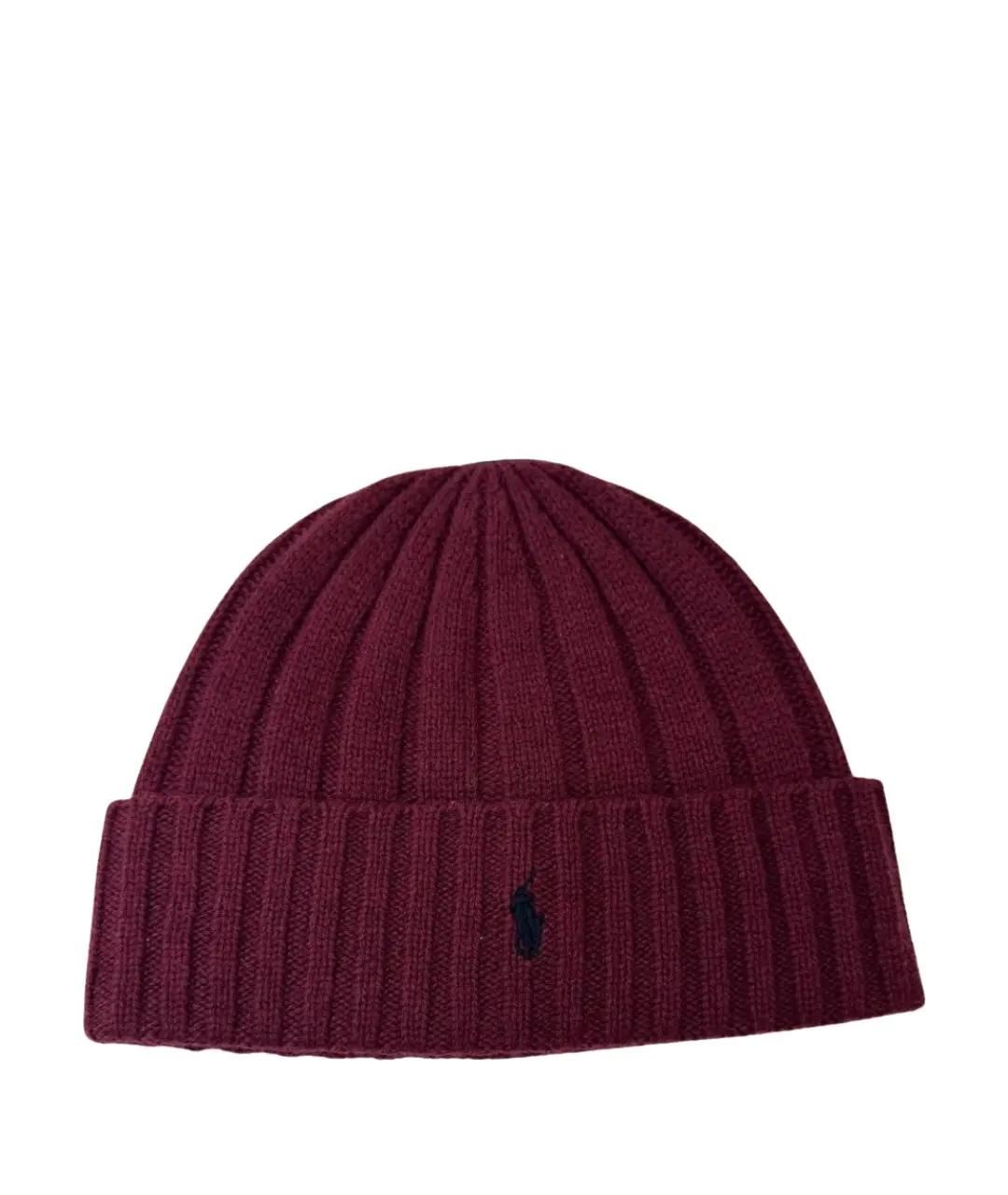 POLO RALPH LAUREN Бордовая шерстяная шапка, фото 1