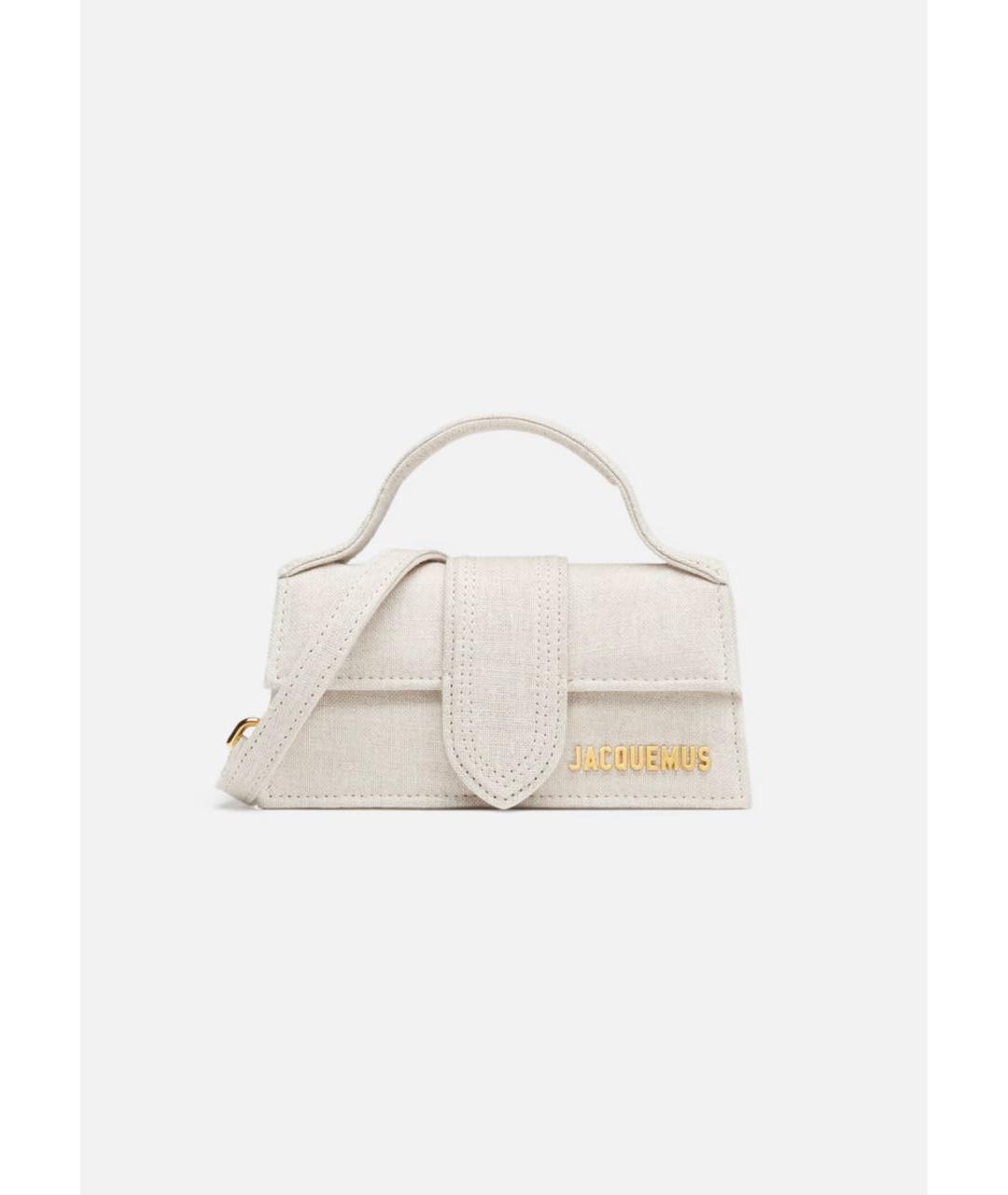 JACQUEMUS Бежевая льняная сумка через плечо, фото 7