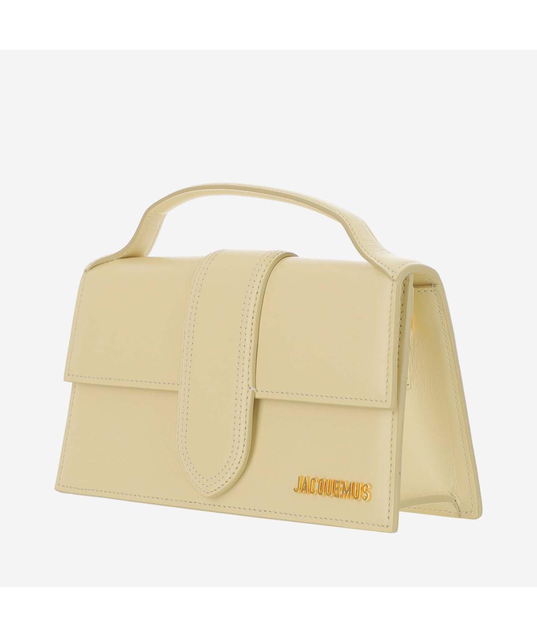 JACQUEMUS Бежевая кожаная сумка с короткими ручками, фото 2