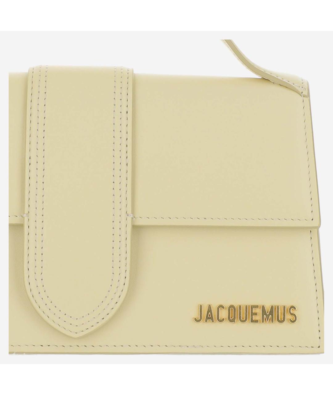 JACQUEMUS Бежевая кожаная сумка с короткими ручками, фото 5