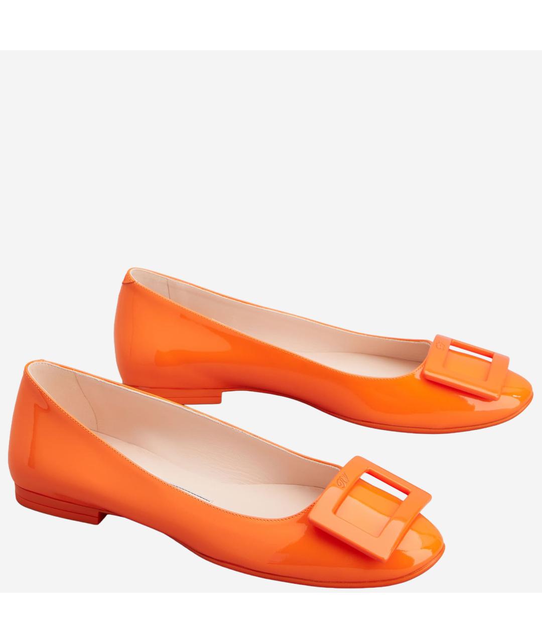 ROGER VIVIER Оранжевое кожаные балетки, фото 2