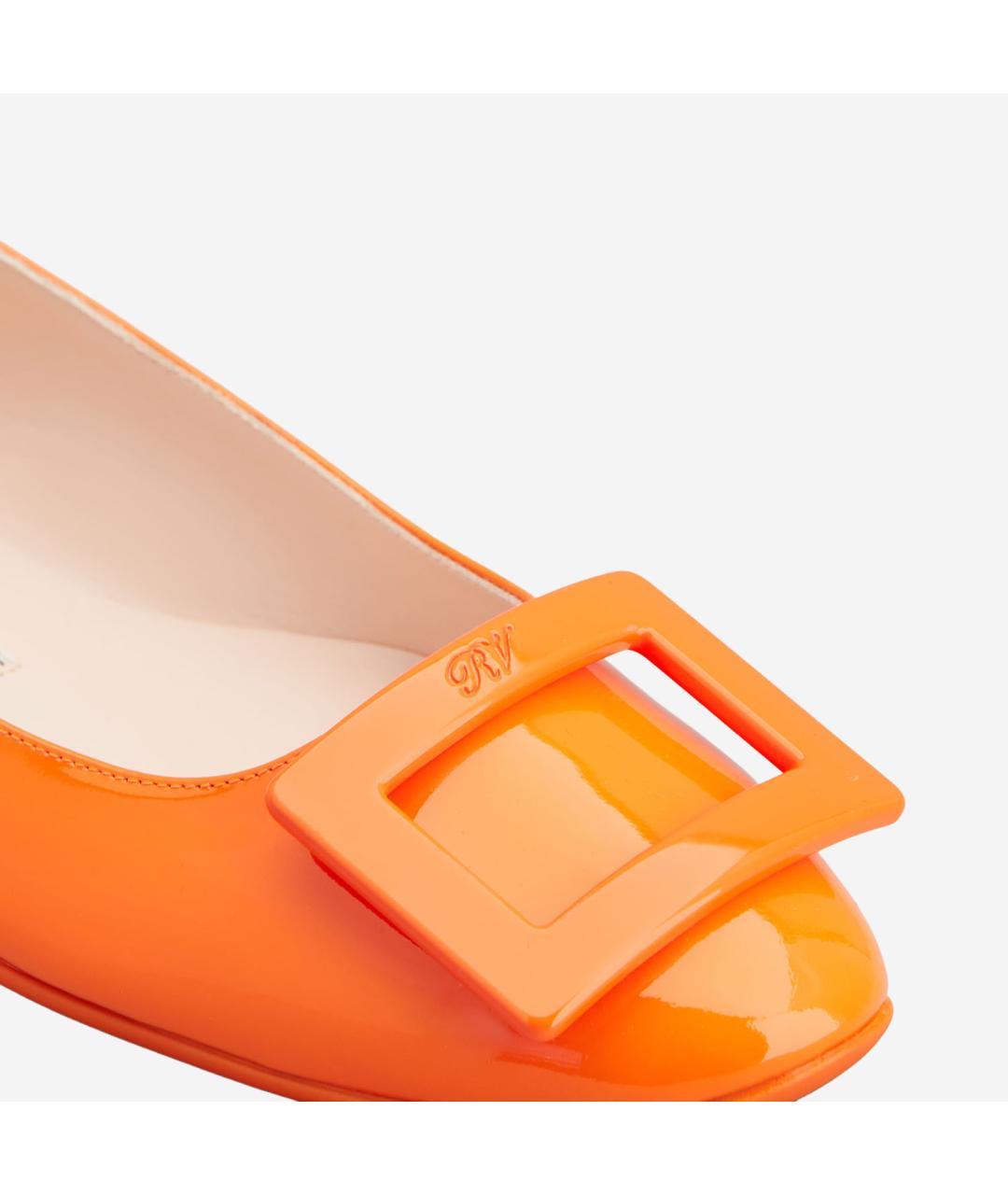 ROGER VIVIER Оранжевое кожаные балетки, фото 5