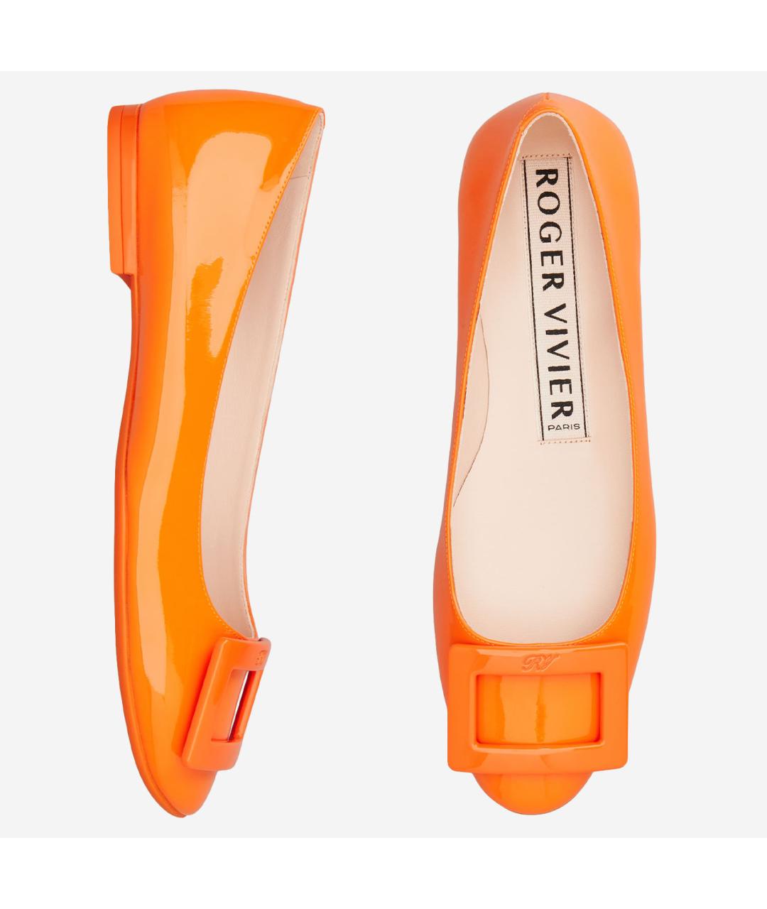 ROGER VIVIER Оранжевое кожаные балетки, фото 4