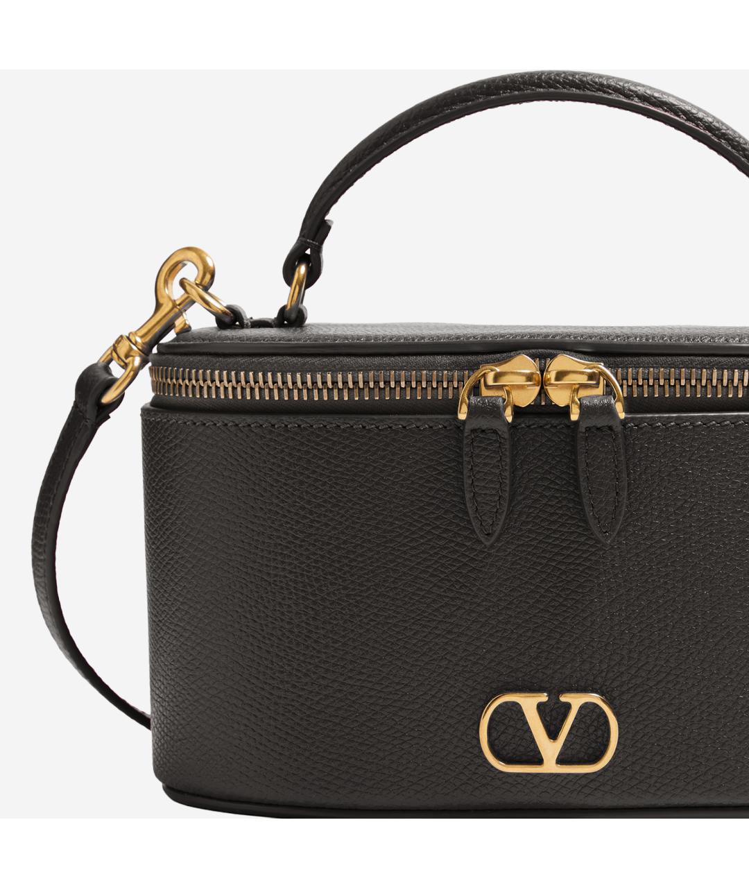 VALENTINO Черная кожаная сумка тоут, фото 4