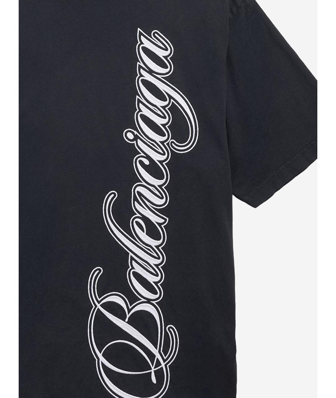 BALENCIAGA Черная хлопковая футболка, фото 3