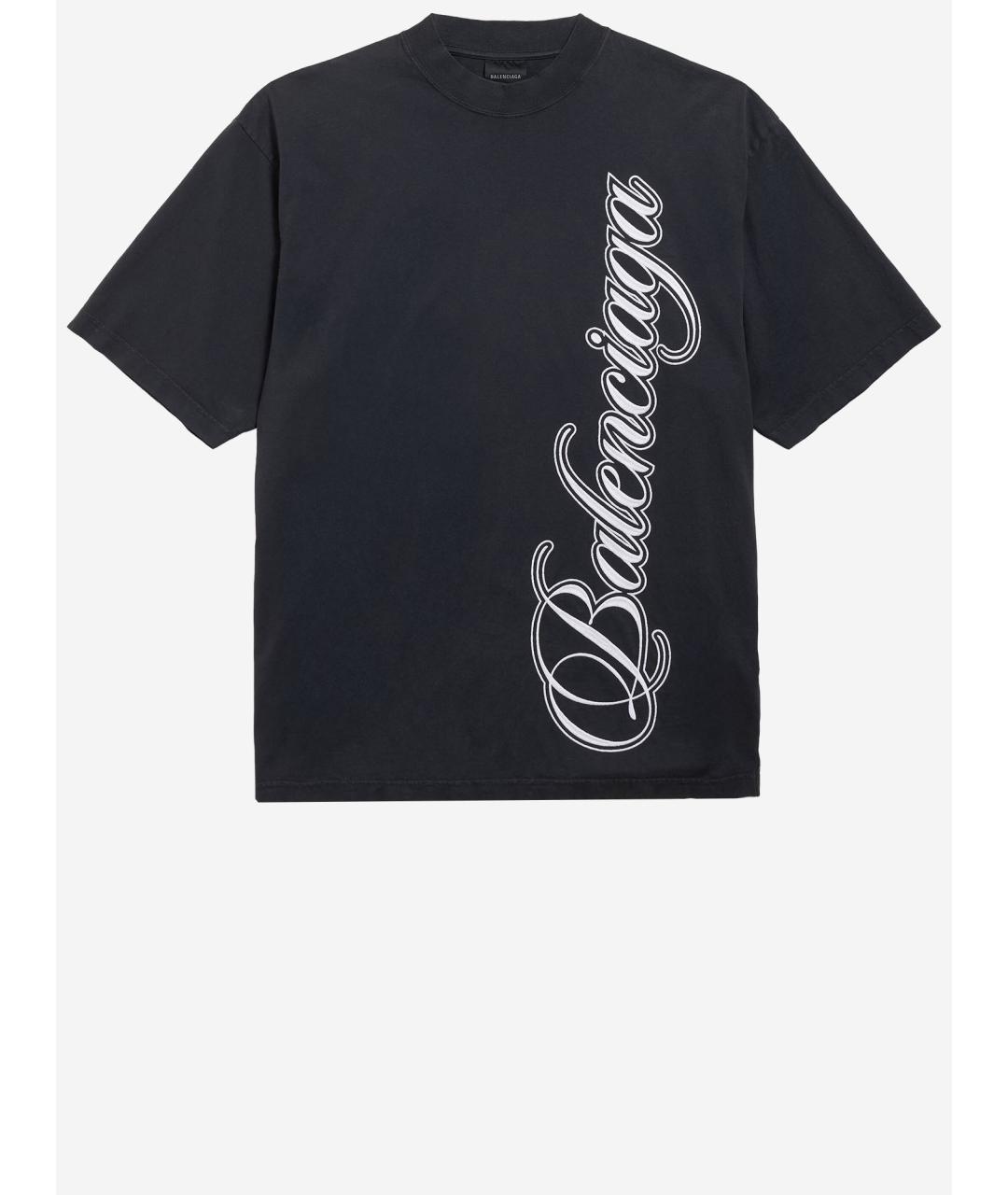 BALENCIAGA Черная хлопковая футболка, фото 4