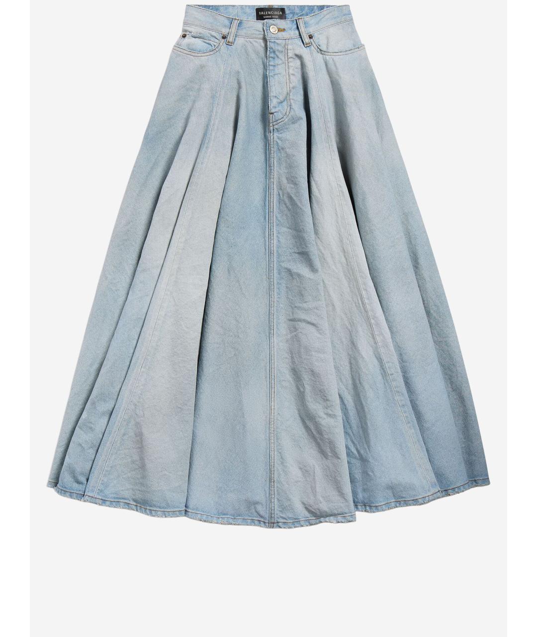 BALENCIAGA Синяя хлопковая юбка миди, фото 4