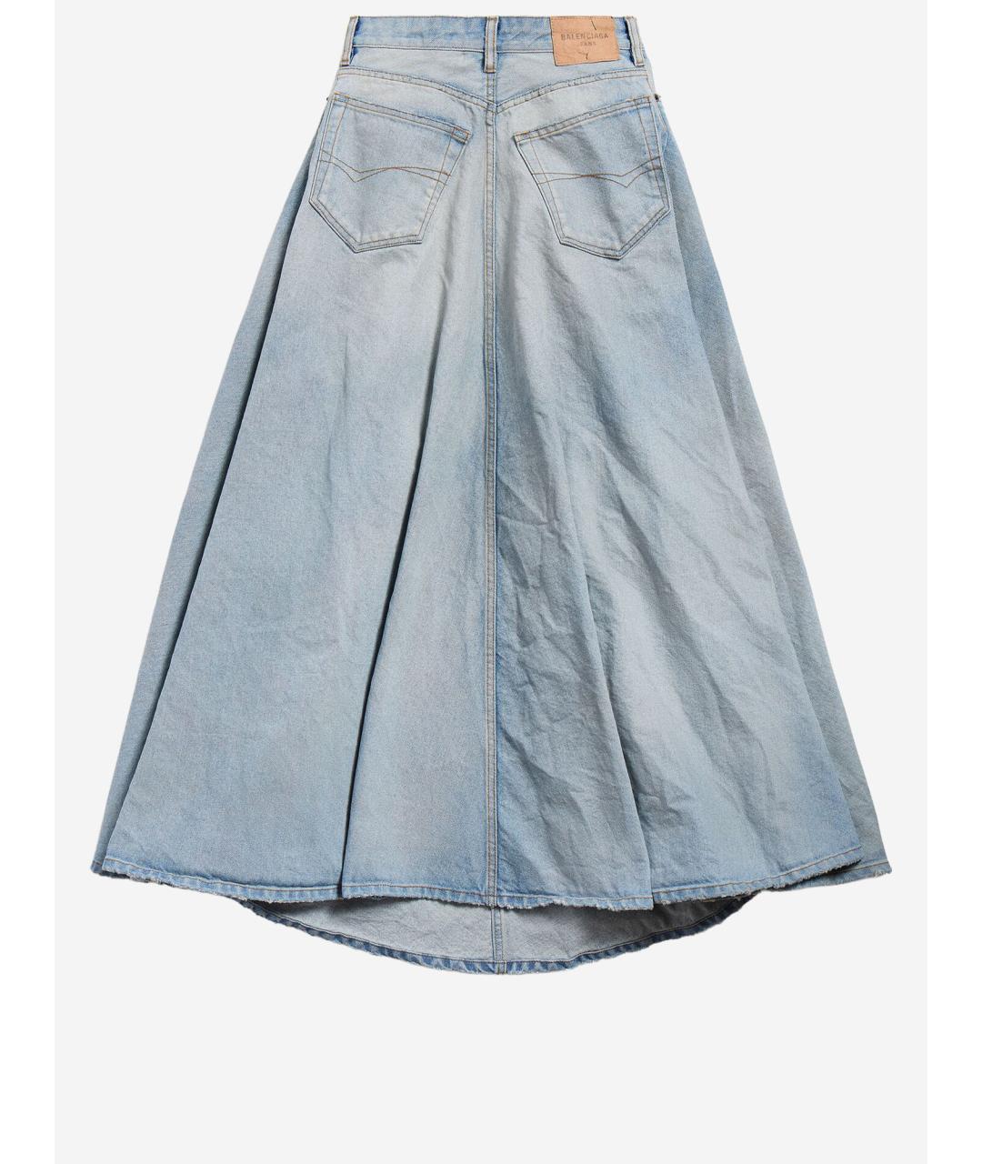 BALENCIAGA Синяя хлопковая юбка миди, фото 2