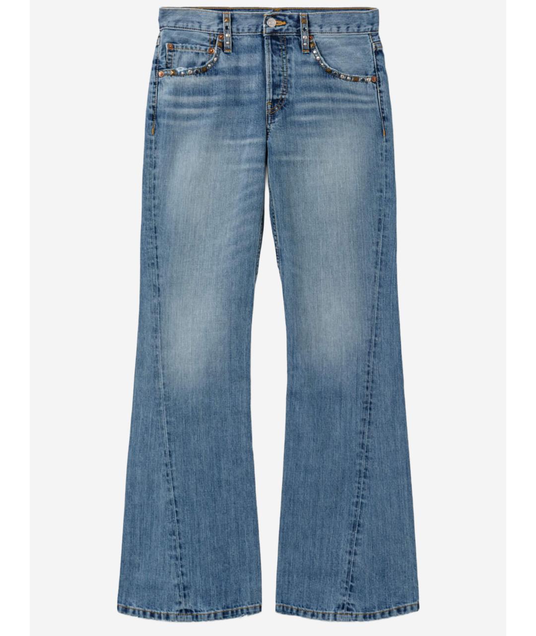 RE/DONE Синие хлопковые джинсы клеш, фото 4