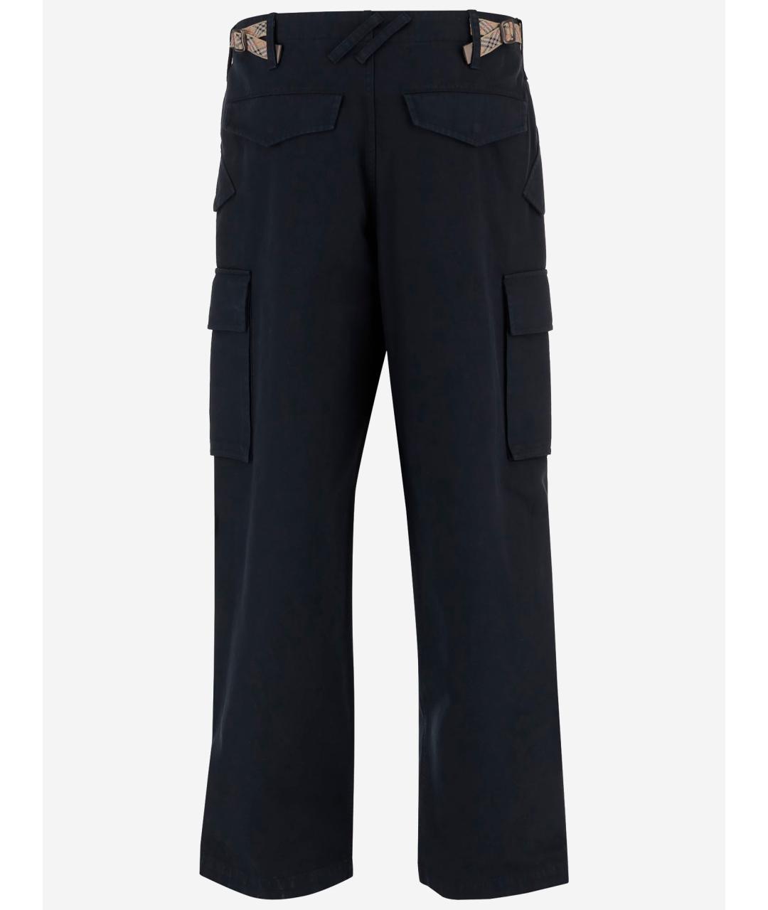 BURBERRY Черные хлопковые повседневные брюки, фото 2