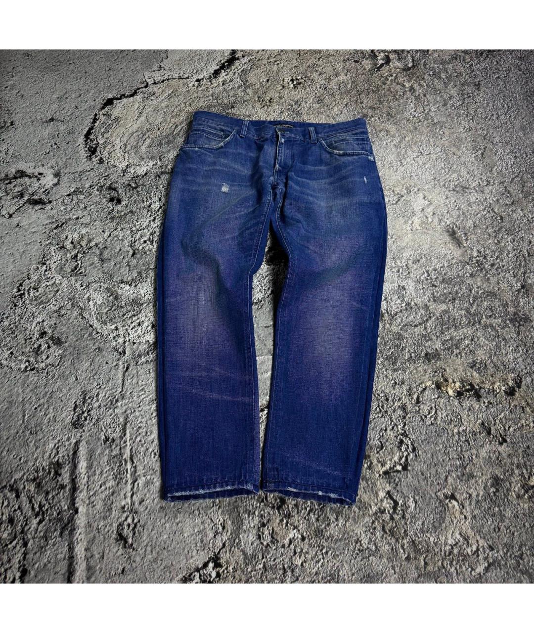 DOLCE&GABBANA Синие хлопковые прямые джинсы, фото 6