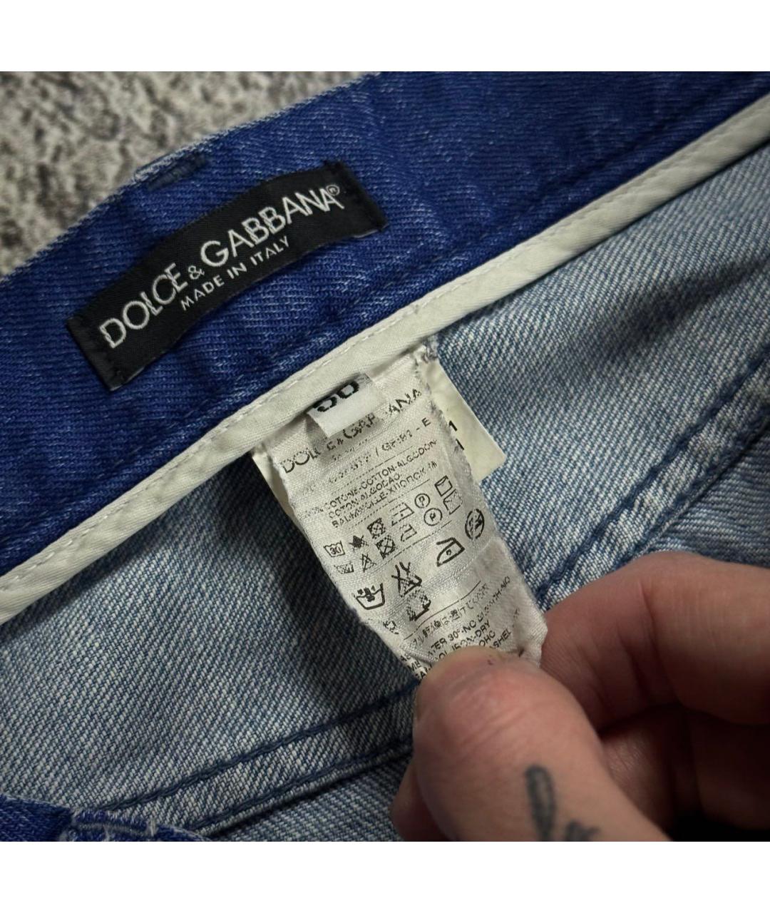 DOLCE&GABBANA Синие хлопковые прямые джинсы, фото 4