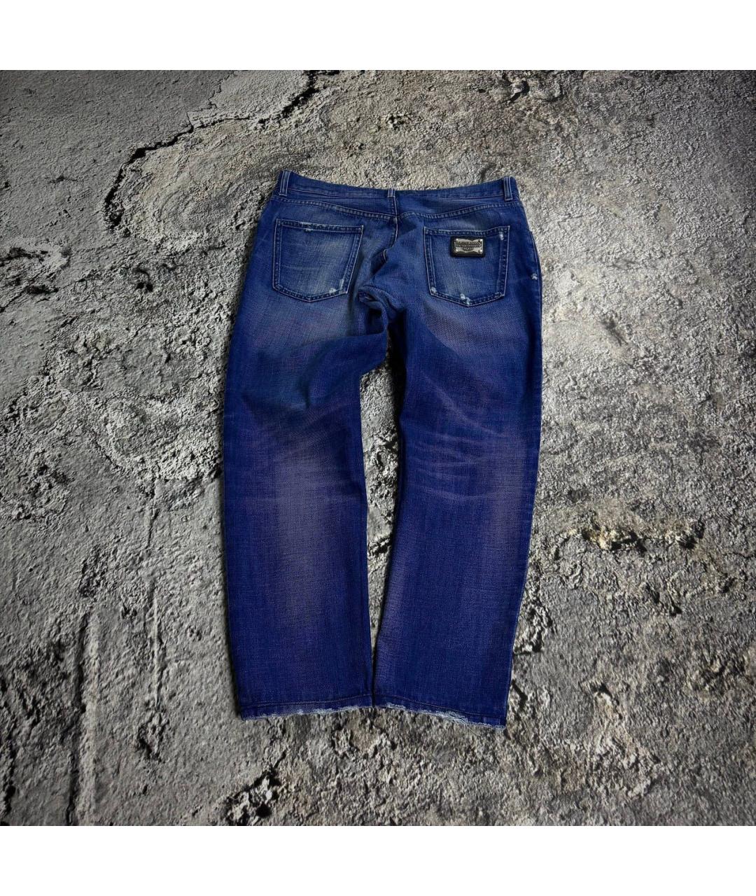 DOLCE&GABBANA Синие хлопковые прямые джинсы, фото 2