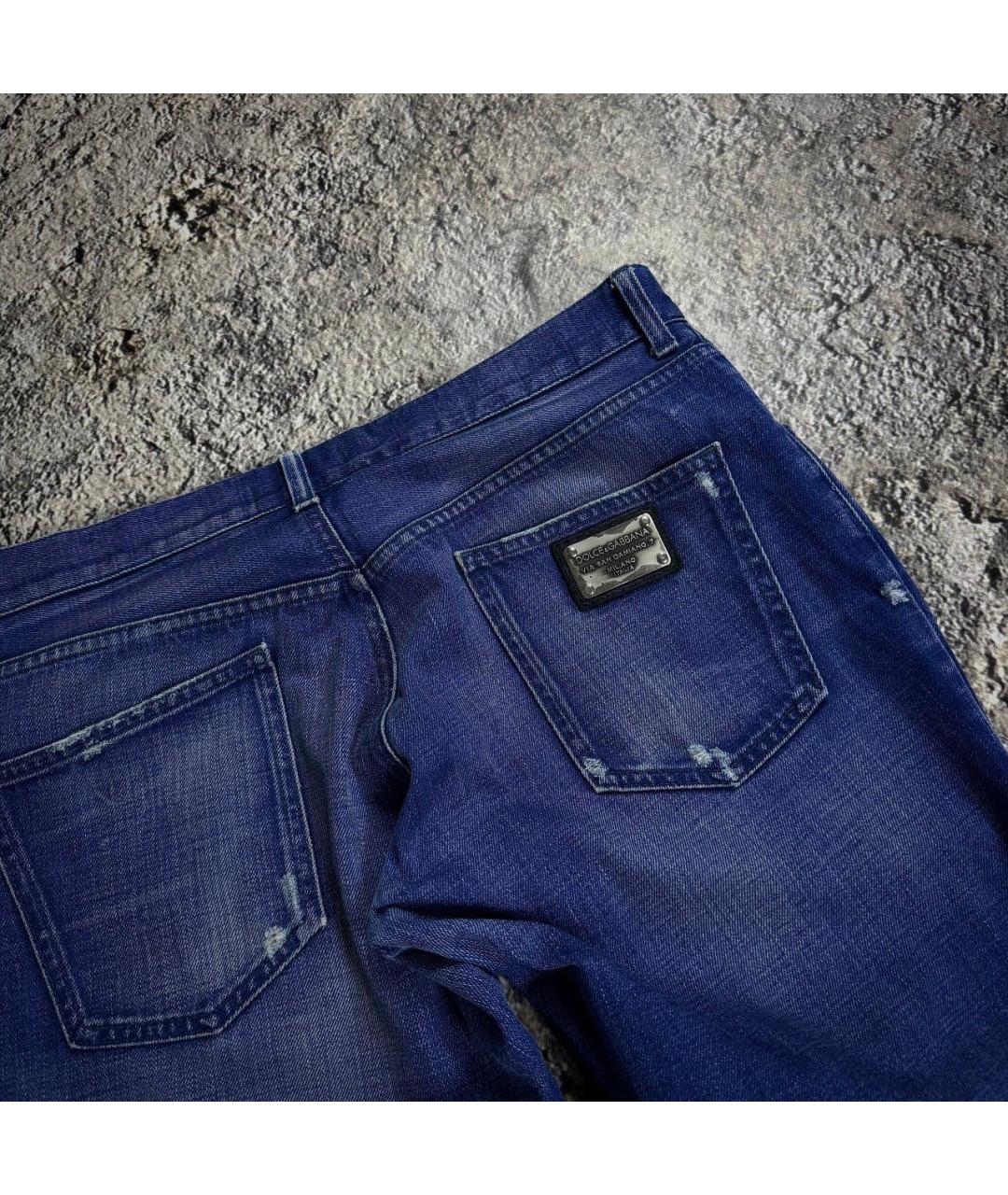 DOLCE&GABBANA Синие хлопковые прямые джинсы, фото 5