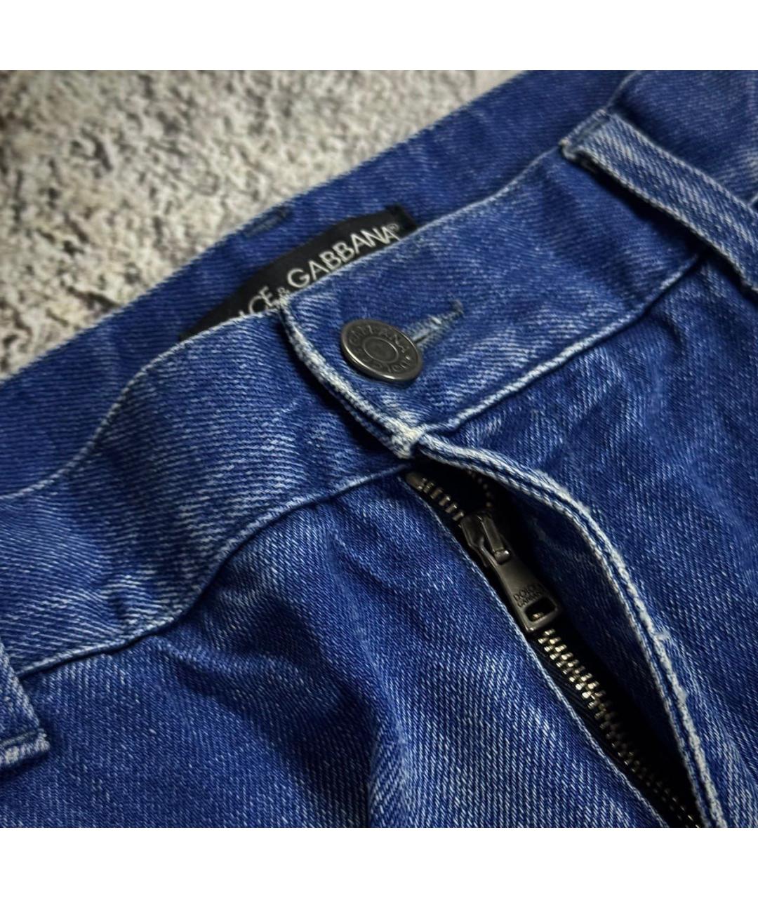 DOLCE&GABBANA Синие хлопковые прямые джинсы, фото 3