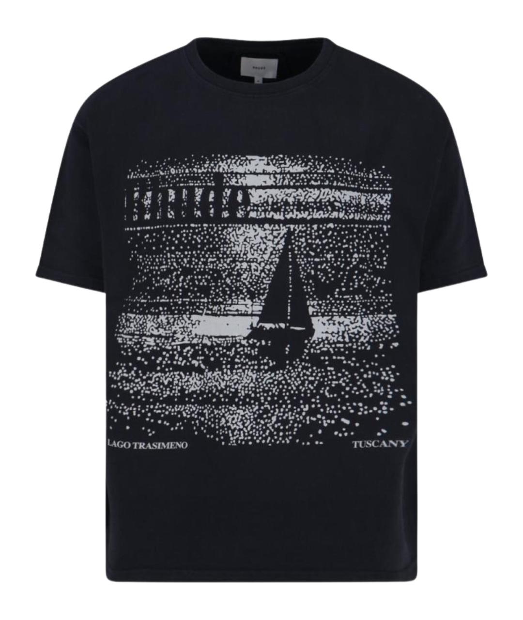 RHUDE Черная хлопковая футболка, фото 1