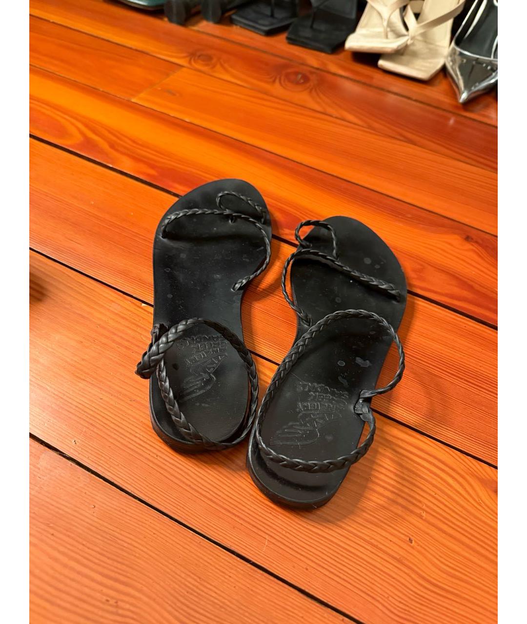 ANCIENT GREEK Черные кожаные шлепанцы, фото 7
