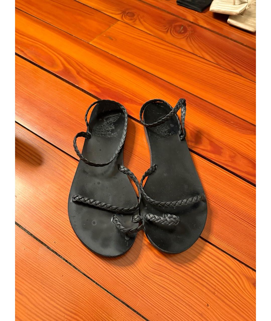 ANCIENT GREEK Черные кожаные шлепанцы, фото 5