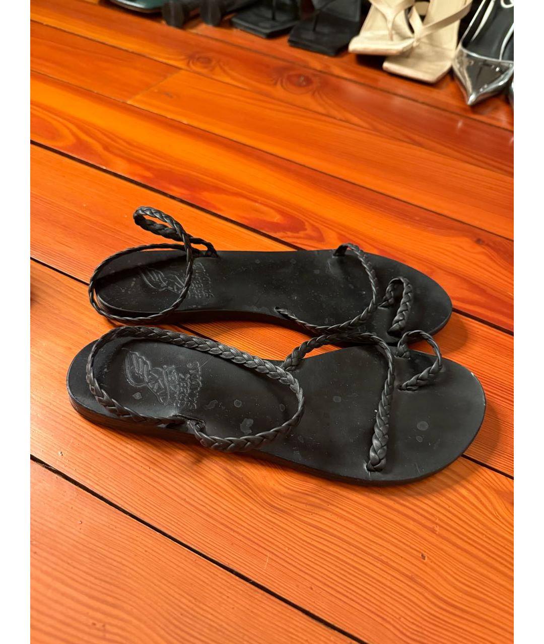 ANCIENT GREEK Черные кожаные шлепанцы, фото 6