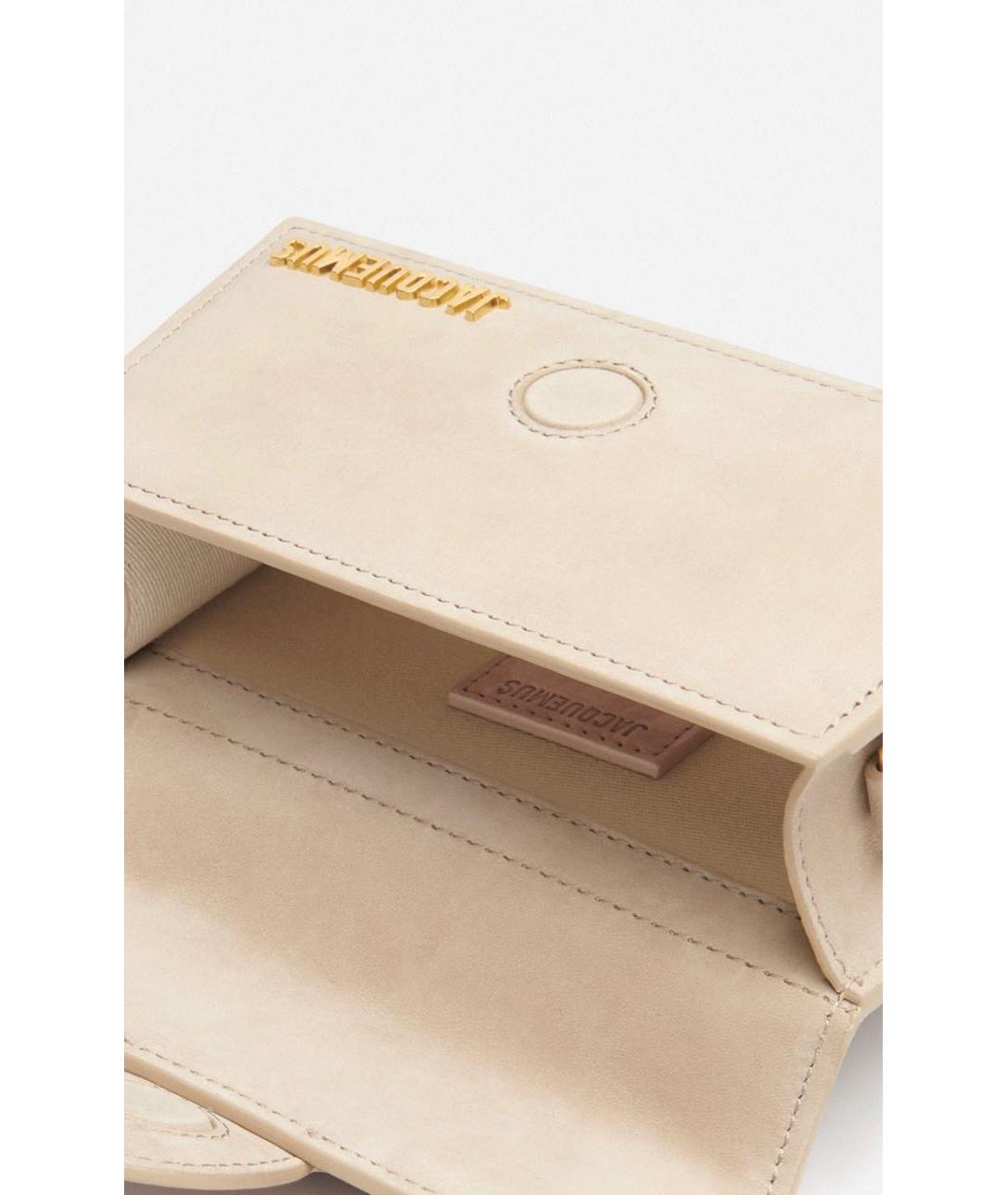 JACQUEMUS Бежевая кожаная сумка через плечо, фото 4
