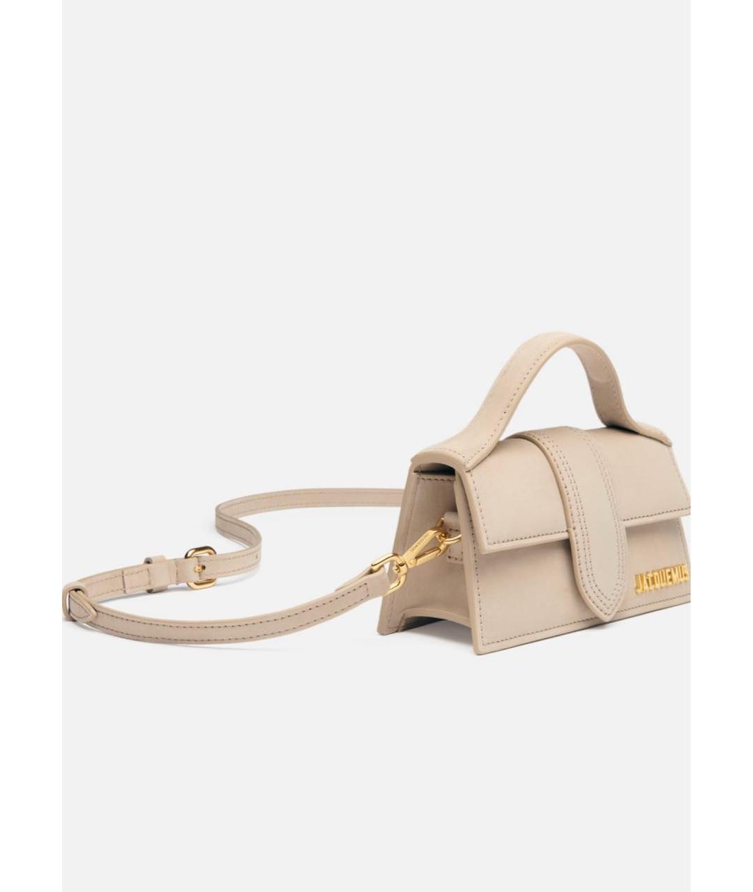 JACQUEMUS Бежевая кожаная сумка через плечо, фото 2