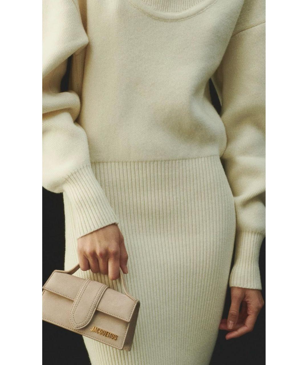 JACQUEMUS Бежевая кожаная сумка через плечо, фото 5