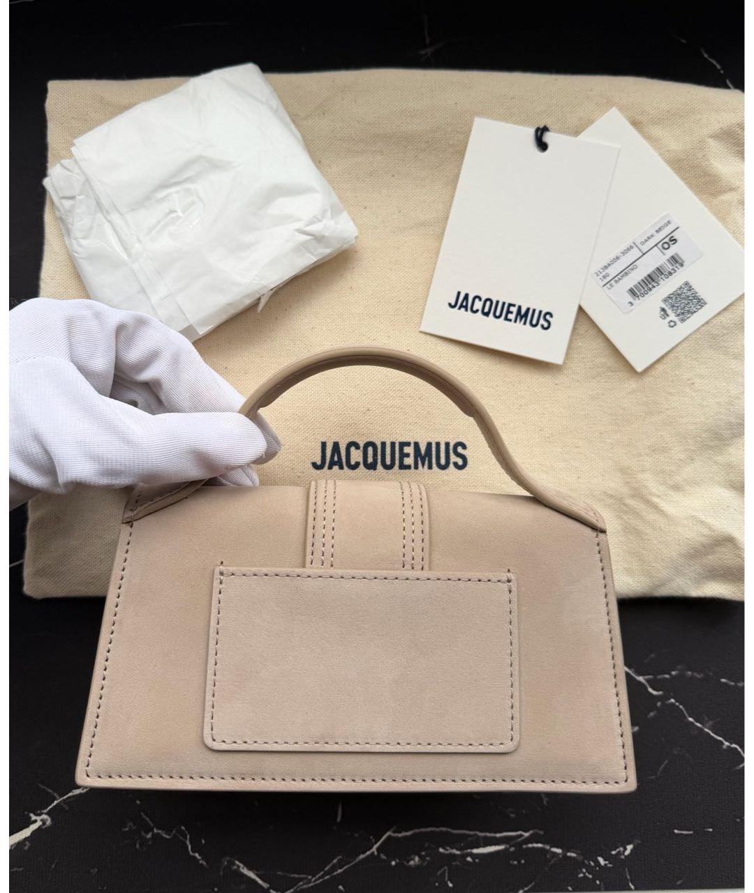 JACQUEMUS Бежевая кожаная сумка через плечо, фото 8