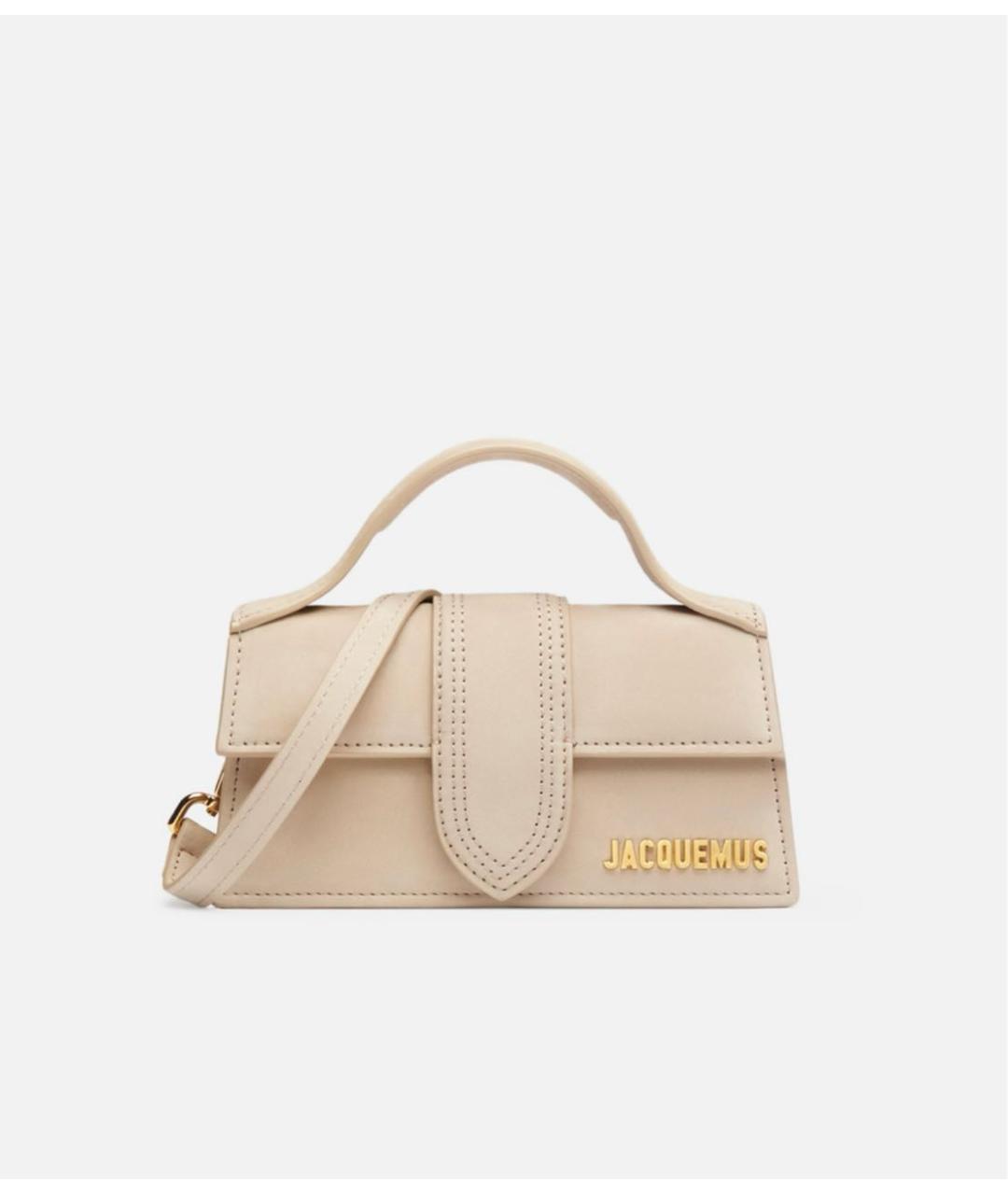 JACQUEMUS Бежевая кожаная сумка через плечо, фото 6