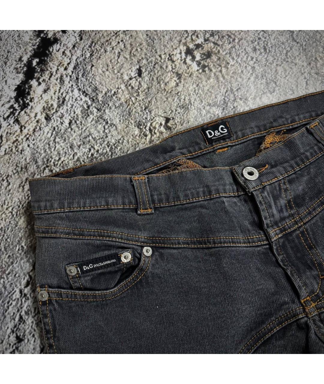 DOLCE&GABBANA Антрацитовые хлопковые прямые джинсы, фото 3
