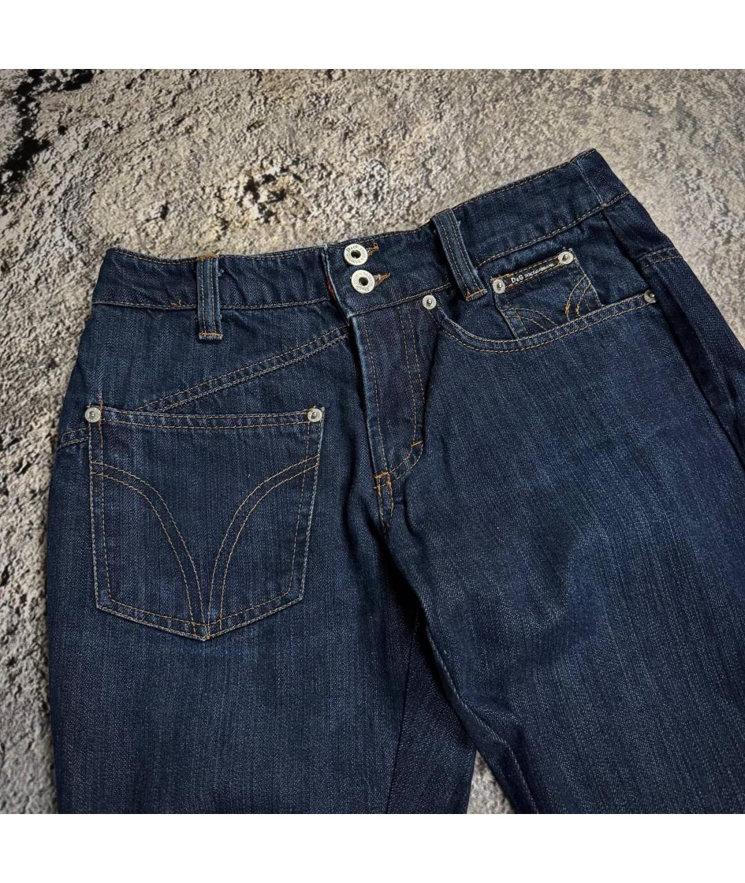 DOLCE&GABBANA Темно-синие хлопковые джинсы слим, фото 4