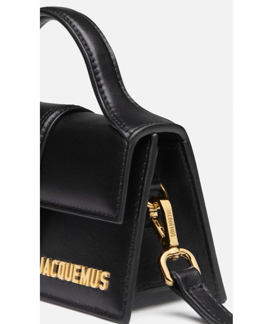 JACQUEMUS Черная кожаная сумка через плечо, фото 4