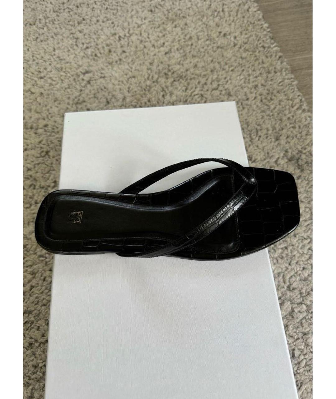 TOTEME Черные кожаные шлепанцы, фото 8