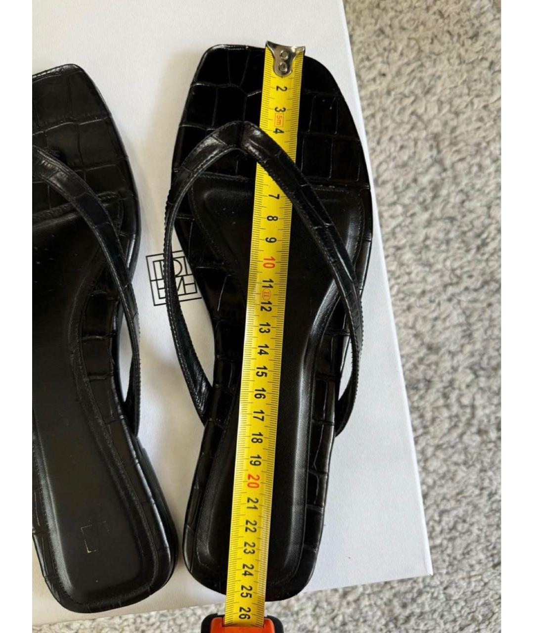 TOTEME Черные кожаные шлепанцы, фото 9