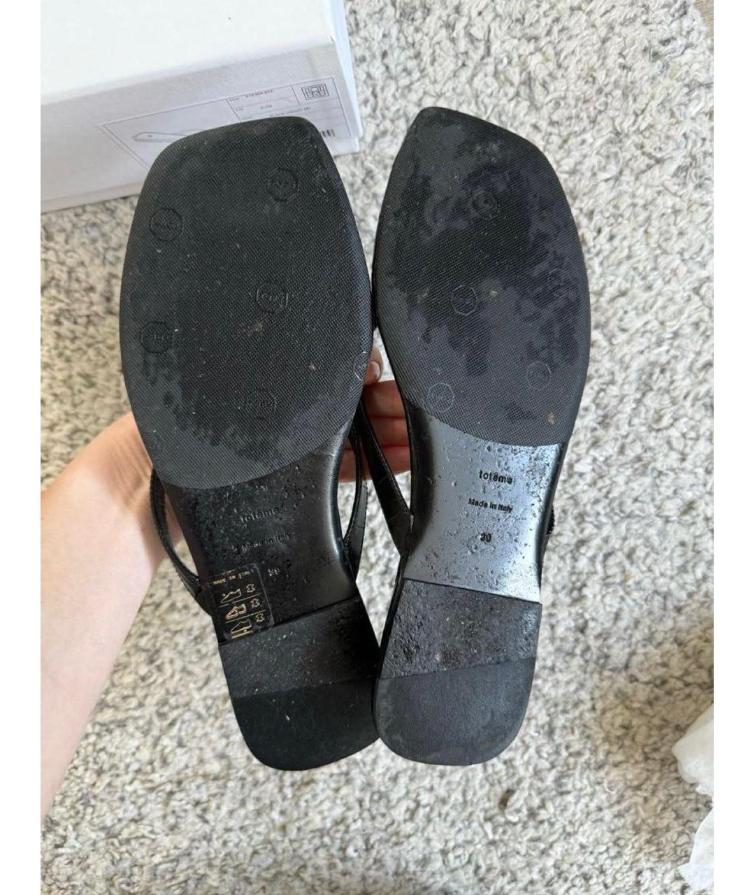 TOTEME Черные кожаные шлепанцы, фото 4