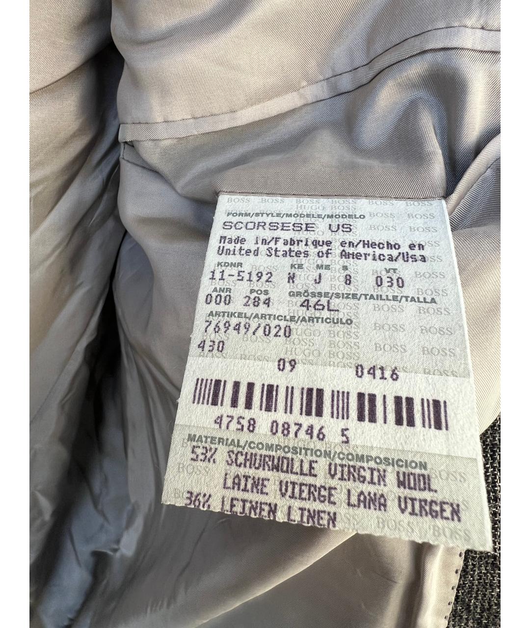 HUGO BOSS Серый шерстяной пиджак, фото 3