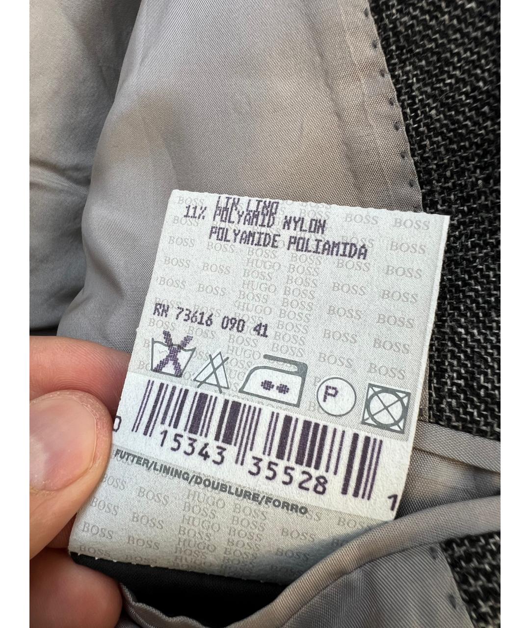 HUGO BOSS Серый шерстяной пиджак, фото 2