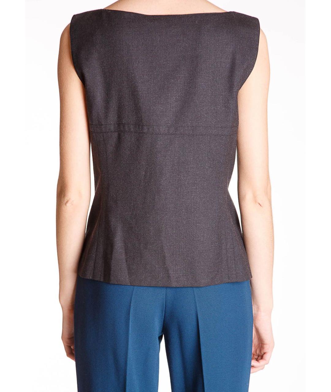 ALBERTA FERRETTI Антрацитовая шерстяная блузы, фото 5