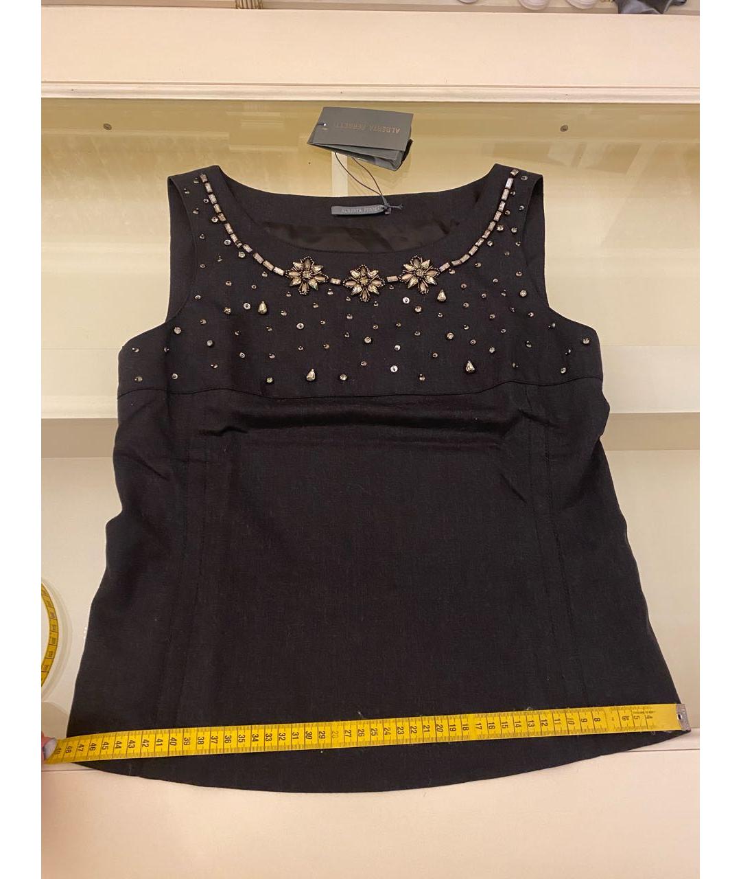 ALBERTA FERRETTI Антрацитовая шерстяная блузы, фото 8