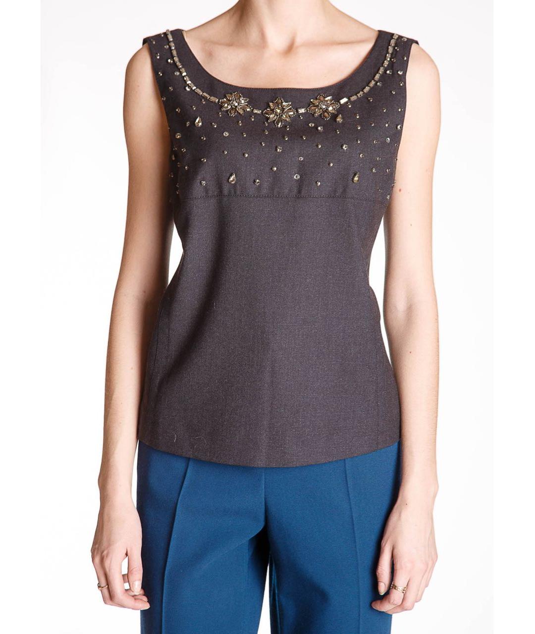 ALBERTA FERRETTI Антрацитовая шерстяная блузы, фото 3