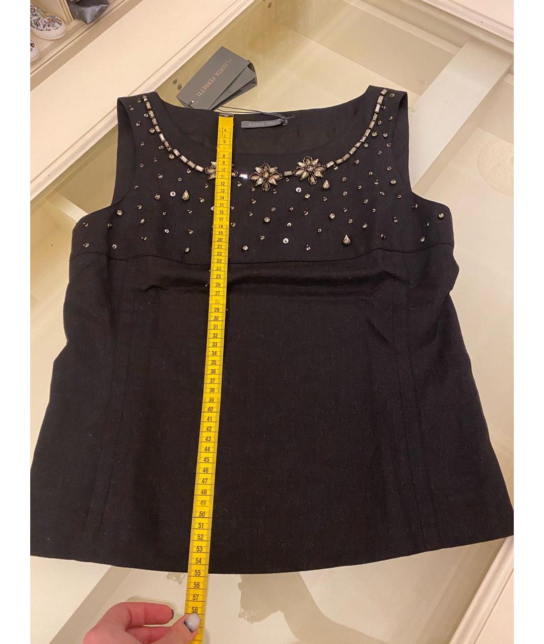 ALBERTA FERRETTI Антрацитовая шерстяная блузы, фото 7