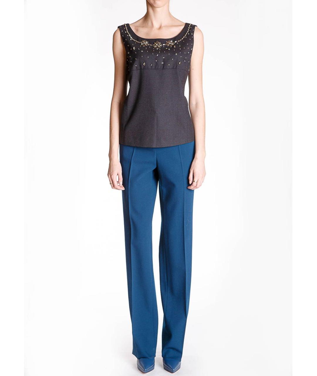 ALBERTA FERRETTI Антрацитовая шерстяная блузы, фото 2