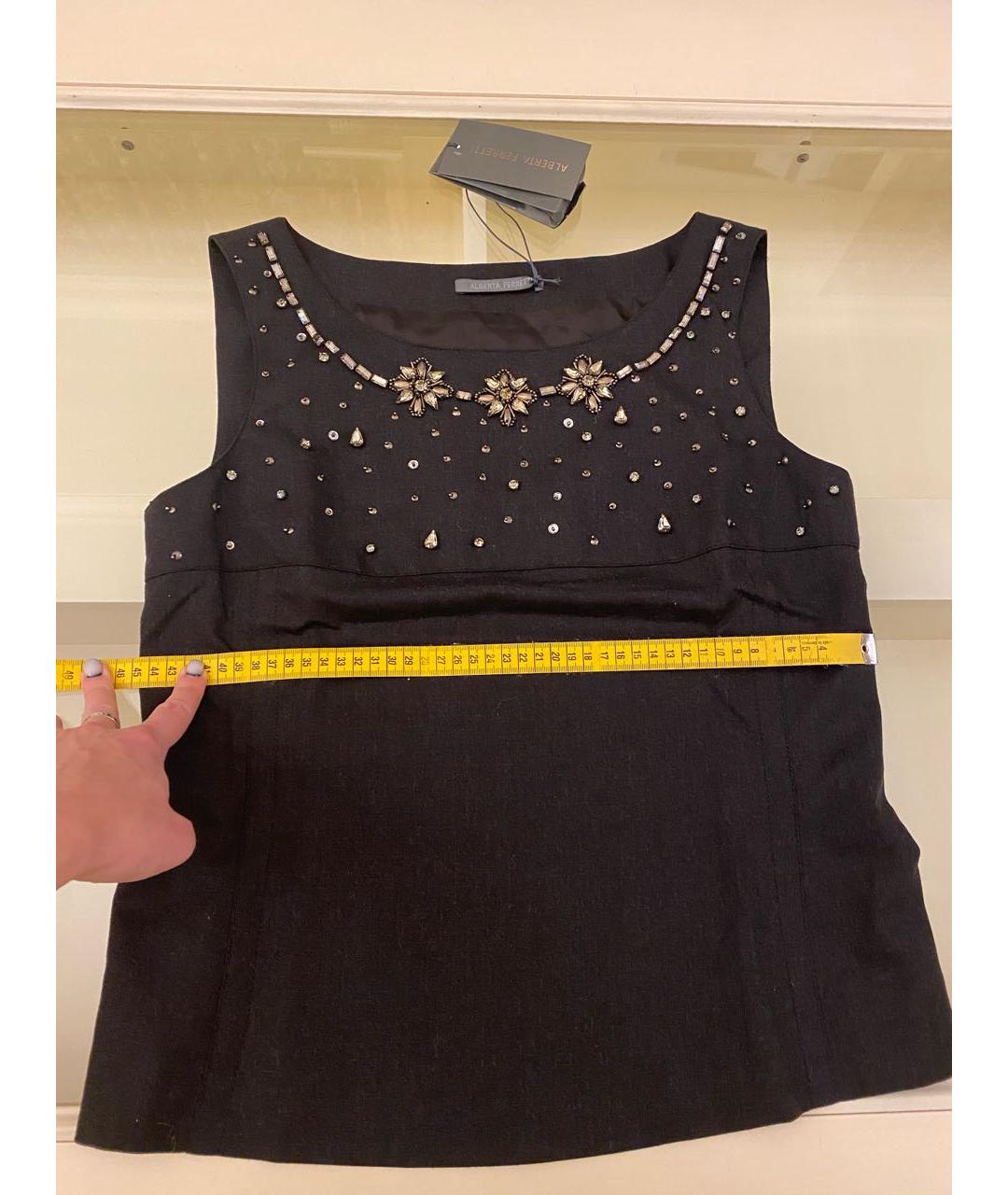 ALBERTA FERRETTI Антрацитовая шерстяная блузы, фото 6