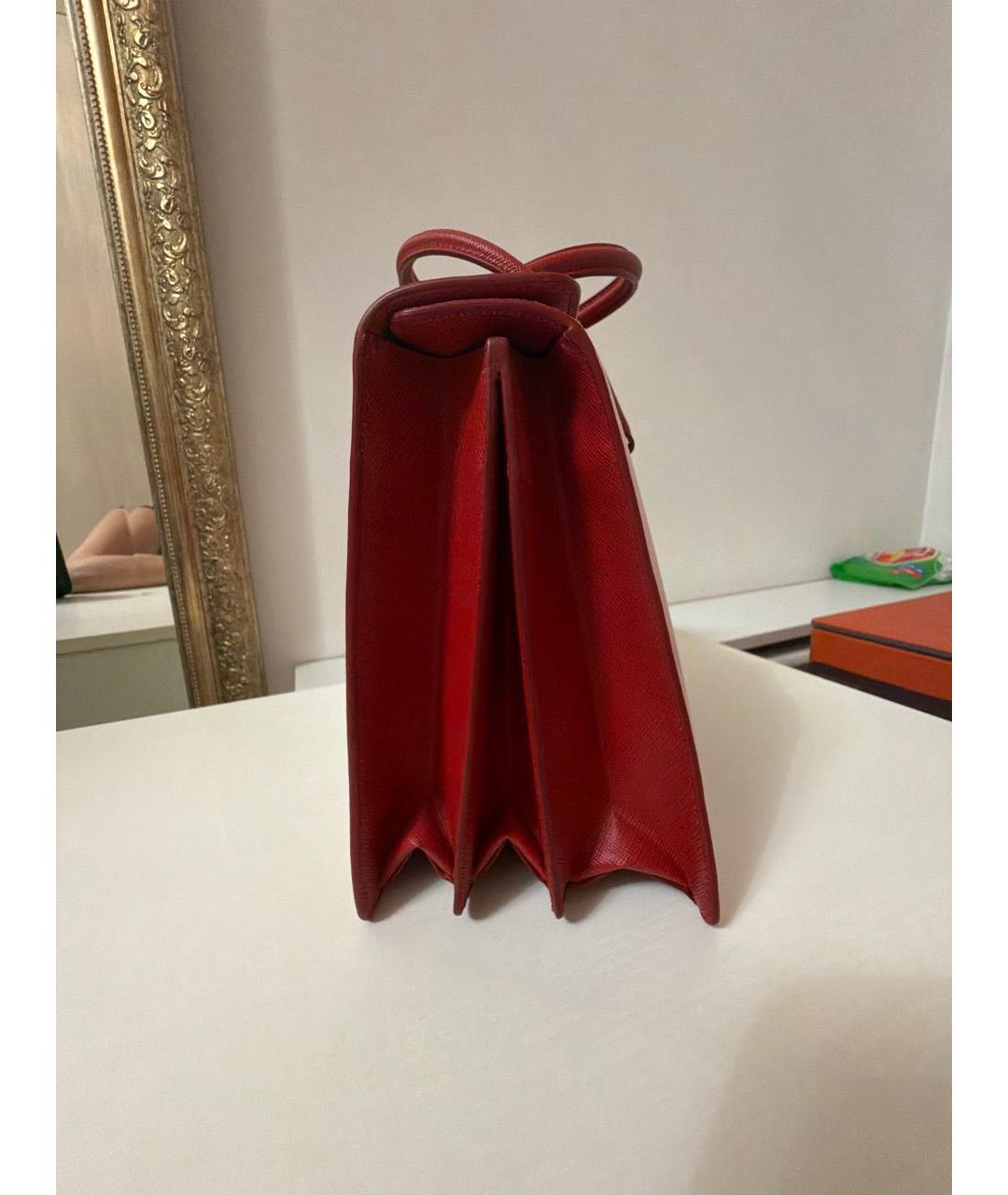 PRADA Бордовая кожаная сумка с короткими ручками, фото 2